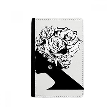 Imagem de Carteira feminina rosa preta e branca flor porta-passaporte Notecase Burse porta-cartões