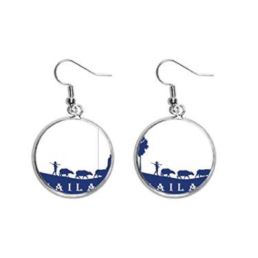 Imagem de Brinco feminino de prata com pingente de orelha de cultura alfandegária Reino da Tailândia