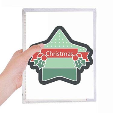 Imagem de Caderno de Natal com ícone de desenho animado de estrela de Natal, diário de folhas soltas recarregáveis, artigos de papelaria