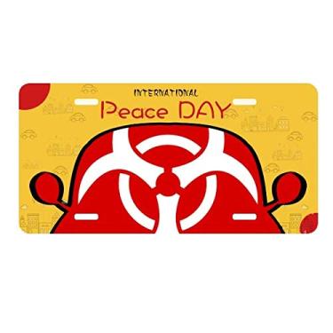 Imagem de DIYthinker Placa de identificação de placa de aviso quadrada vermelha para decoração de carro Dia da Paz