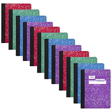 Imagem de Caderno universitário Mead 73389, 100 folhas pautadas, pacote com 12, cores variadas