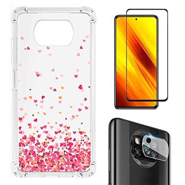 Imagem de Kit Capa Anti Impacto Corações + Película 5D Cerâmica + Película Câmera Xiaomi Poco X3 NFC Poco X3 Pro