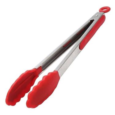 Imagem de Pegador De Churrasco E Saladas Aço Inox E Silicone 34 Cm