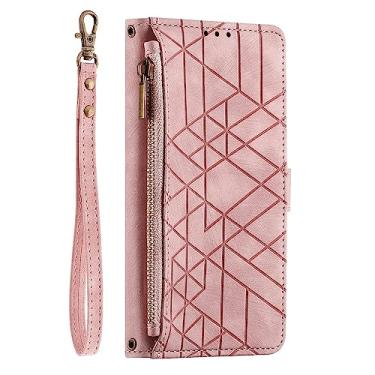 Imagem de Hee Hee Smile Capa flip para HTC U23 Pro carteira de couro capa flip padrão linha zíper capa de telefone rosa