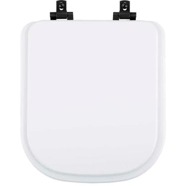 Imagem de Assento Sanitário MDF Soft Close Quadra Branco para Vaso Deca com Ferragem Preta