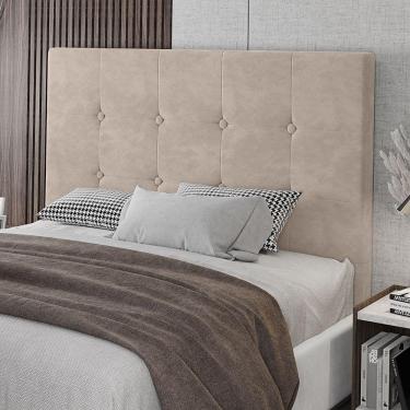 Imagem de Cabeceira Queen Lua 160cm Veludo Bege Com Frame Digital Móveis