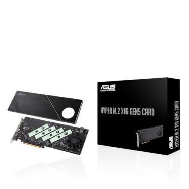 Imagem de ASUS Placa Hyper M.2 x16 Gen5 (PCIe 5.0/4.0) suporta quatro NVMe M.2 (2242/2260/2280/22110) dispositivos de até 512 Gbps para funções RAID de plataforma AMD e Intel®.