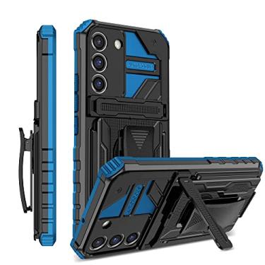 Imagem de YOUULAR Capa compatível com Samsung Galaxy S23 FE PC rígido + TPU macio + suporte + clipe dorsal à prova de choque capa protetora antiqueda para telefone S23 FE Capas militares Bult-in suporte oculto azul