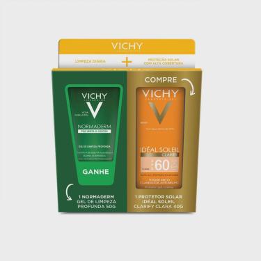 Imagem de Kit vichy protetor solar ideal soleil clarify cor clara FPS60 + gel de limpeza normaderm 50G