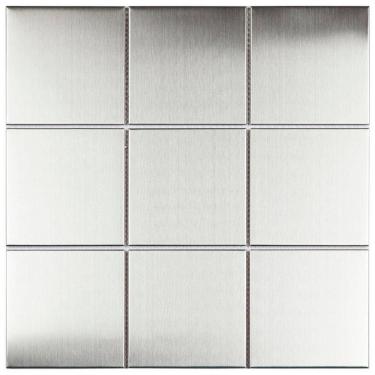 Imagem de Pastilha de Aço Inox Metal Glass Mosaic Prata Escovado
