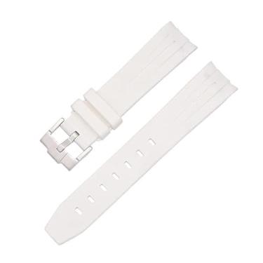 Imagem de NDJQY 20mm 22mm 21mm Pulseira de relógio de borracha para pulseira Rolex marca pulseira masculina substituição relógio de pulso acessórios (cor: fivela branco-prata, tamanho: 21mm)