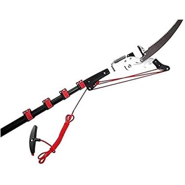 Imagem de Podador de árvores telescópico Ferramenta de jardinagem Podador de árvores com lâmina de aço temperado 65Mn Serra de 35 cm com cabo de nylon completo com botão, com haste telescópica corta galhos de