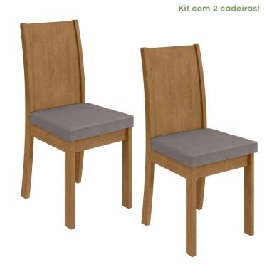 Imagem de Conjunto 2 Cadeiras para Sala de Jantar Athenas Amêndoa Clean/Veludo Liso Capuccino