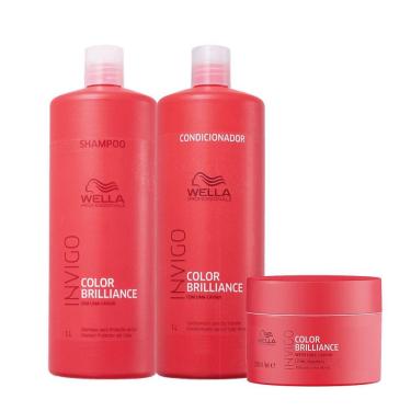 Imagem de Kit Wella Professionals Invigo Color Brilliance Shampoo Condicionador Litro + Máscara (3 produtos)