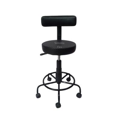 Imagem de Cad. mocho podologo estética c/ regulagem de altura a gás tatuador manicure-base e apoio de pés corano quadriculado pt