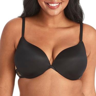 Imagem de Maidenform Sutiã com aro, o melhor sutiã push-up com tecnologia Wonderbra, sutiã com acabamento em renda suave com bojos push-up, Preto com forro bege, 32B