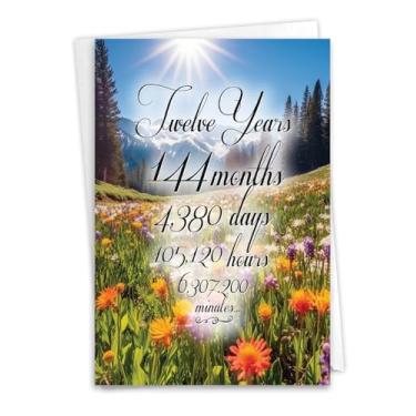 Imagem de NobleWorks, Cartão comemorativo de recuperação de 12º aniversário com envelope de 12 x 17 polegadas para homens e mulheres (1 cartão), cartão de notas de aniversário de sobriedade, contagem de tempo