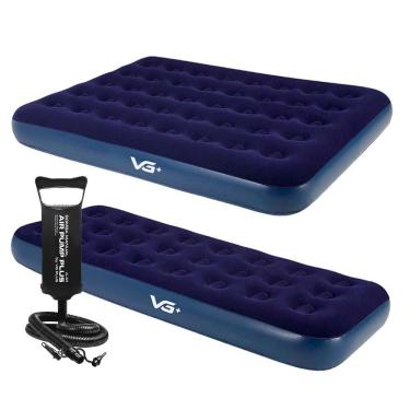Imagem de Kit 1 Colchão Inflável Casal e Solteiro Flocked Comfort com Bomba Manual Vg Plus