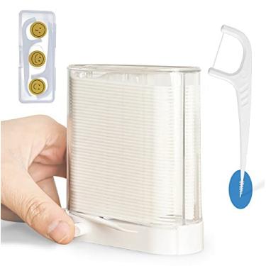 Imagem de gooood-zhx Palhetas de fio dental - Dispensador automático, organizador pop-up, à prova d'água, com escova macia, para banheiro e viagens, irrigador bucal