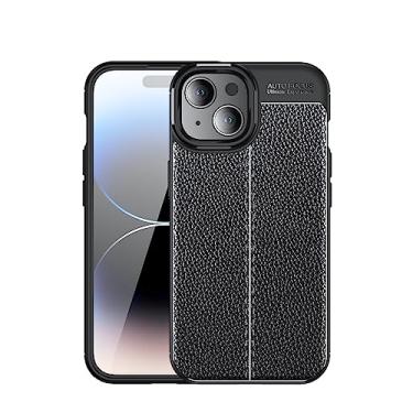 Imagem de CruzerLite Capa compatível com Apple iPhone 15 Capa com design de textura de fibra de carbono, antiarranhões, absorção de choque, projetada para Apple iPhone 15 (2023) (couro preto)