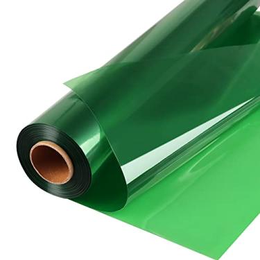 Imagem de POPGIFTU Rolo de celofane verde (86 cm x 30 m) - Rolo de celofane verde translúcido de 3 mm de espessura, papel de embrulho de violoncelo colorido grande para cesta de presente, embrulho, artesanato
