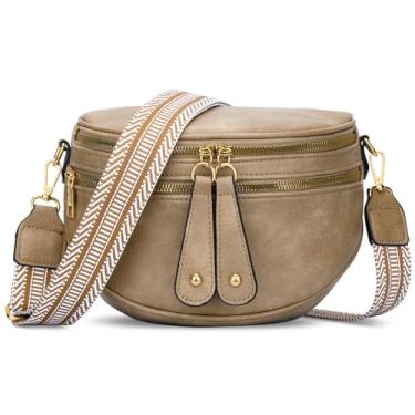 Imagem de KKXIU Bolsa tiracolo feminina moderna pochete de couro vegano, Damasco, 10' (L) x 3.5' (W) x 7' (H), Tendência