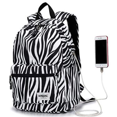 Imagem de Mochila de Latop Kinmac resistente à água com porta de carregamento USB e alça de bagagem para laptop de até 15,6 polegadas, Laptop, Zebras, Large Size For 13 inch-14 inch-15.6 inch Laptop
