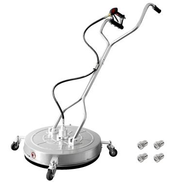 Imagem de janz Limpador de superfície de lavadora de pressão de 61 cm com 4 rodas, alça dupla, carcaça de aço inoxidável, 2 adaptadores de mangueira e 4 bocais de substituição, ideal para limpar calçadas, pátios, decks