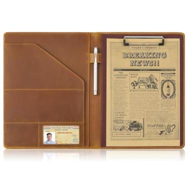 Imagem de Jack&Chris Carteira de couro, pasta de documentos A4, bloco de notas profissional, organizador de manga para prancheta, currículo para homens e mulheres, JC1823