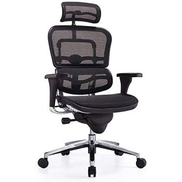 Imagem de Cadeira de escritório de malha ergonômica giratória preta para escritório com braços dobráveis para apoio lombar cadeiras de mesa de computador