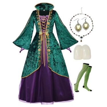 Imagem de CICOCI Fantasias femininas de veludo de luxo de bruxa adulta, plus size, roupas de cosplay de dentes, fantasia de Halloween feminina, Verde, G