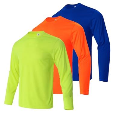 Imagem de Gary Com Pacote de camisetas masculinas de manga comprida, secagem rápida, atlética, corrida, treino, camisetas masculinas de gola redonda, Conjunto com 3 - amarelo/laranja/azul royal, 3G