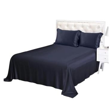 Imagem de Jogo de lençol de cama de seda com 3 peças, luxuoso, Queen King, lençol de cima com 2 fronhas, edredom (8 solteiros)