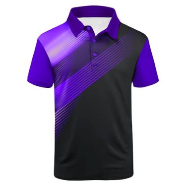 Imagem de ZITY Camisa polo masculina manga curta esporte golfe tênis camiseta, 045-6-preto violeta, G
