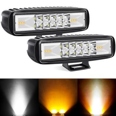 Imagem de Barra de luz LED fina de 15 cm, luz branca e amarela intermitente à prova d'água para SUV, quadriciclo, carro, caminhão, carrinho de golfe, 12 V, 24 V, luzes de neblina de LED âmbar (embalagem com 2)