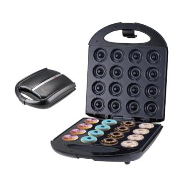 Imagem de SZITW 08002 Mini Donut Maker Aquecimento Dupla Face Máquina Elétrica Donut Baker Faz 16 Donuts Perfeitos para Café da Manhã/Lanches/Sobremesas e Mais com Superfície Antiaderente