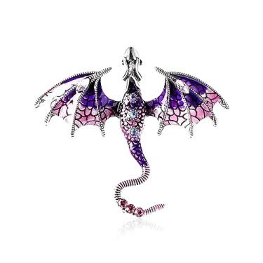 Imagem de Vavhoo Broche de dragão esmaltado vintage punk animal dominador broche de dragão voador personalidade roupas chapéu bolsa acessórios para homens e mulheres, Esmalte, strass, Sem Pedra Preciosa