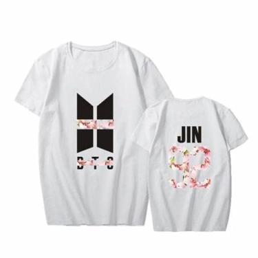 Imagem de Camiseta K-pop J-Hope Jin Jungkook Jimin RapMonster Su-ga V Unissex Camiseta Estampada Camiseta de Algodão Merch, Branco 3, XXG