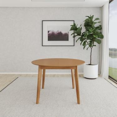 Imagem de Mesa Extensível Redonda Madeira Maciça Tampo Laminado 6 Lugares Tarsila Yescasa Champagne