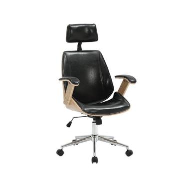 Imagem de Cadeira para Escritório Office Lisboa Natural e Pu Preto