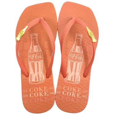 Imagem de Chinelo de Dedo Feminino Casual Dia a Dia Praia Passeio Bico Quadrado Coca Cola Cc4278-Feminino