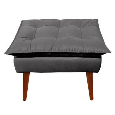 Imagem de Puff Decorativo Opala Cinza Escuro Pés Palito