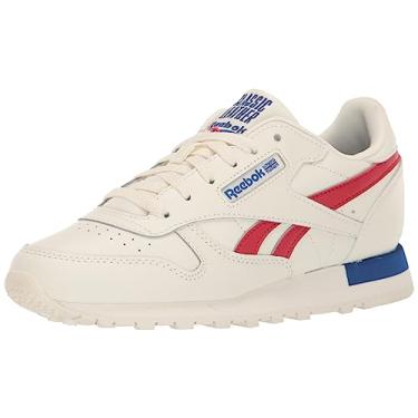 Imagem de Reebok Tênis infantil unissex de couro clássico, Giz/Vector Vermelho/Vector Azul, 20