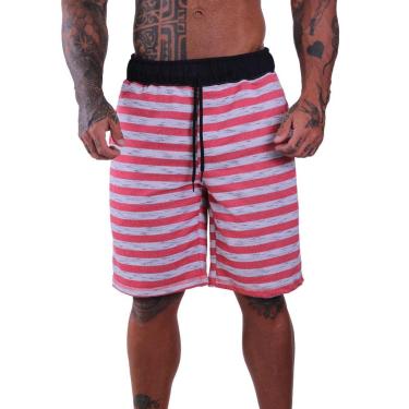 Imagem de Bermuda Masculina Moletom MXD Conceito Limitada Salmão Listrada-Masculino