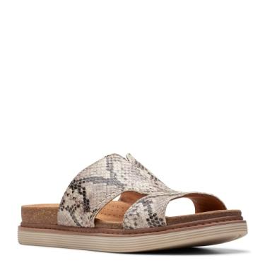 Imagem de Clarks Sandália rasteira feminina Arwell Walk, Couro com estampa de cobra, 38 BR G