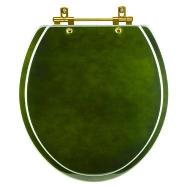 Imagem de Assento Sanitário Convencional Oval Universal Verde Degradê com Ferragem Dourada