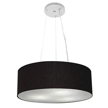 Imagem de Lustre Pendente Cilíndrico Cúpula Tecido 45x15 cm, Vivare Iluminação, Pendente4184 PR, Preto, Médio