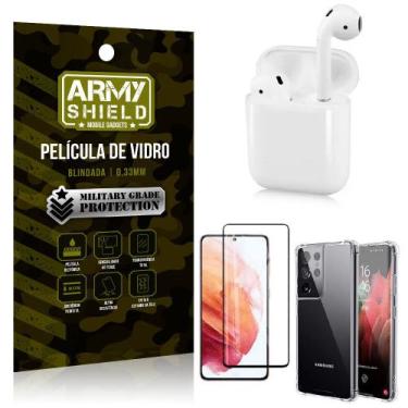 Imagem de Fone Bluetooth LY-122 Samsung S21 Ultra + Capinha Anti Impacto + Pelíc