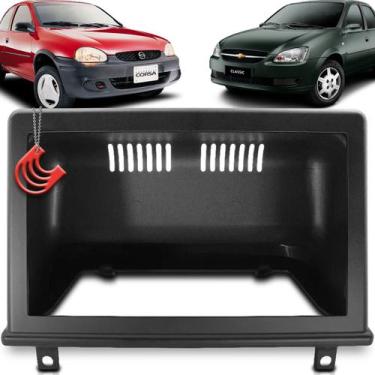 Imagem de Moldura Painel 2 Din Central Multimidia Mp5 Preta Chevrolet Corsa G1 9
