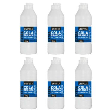 Imagem de Kit 6 Cola Branca Pva Extra 500g Artesanato Unipega